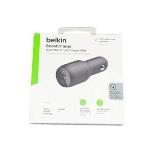 Aa3U Belkin USB-C PD Car Charger 36W Dual‎ 18W USB-C Power Delivery Car Charger